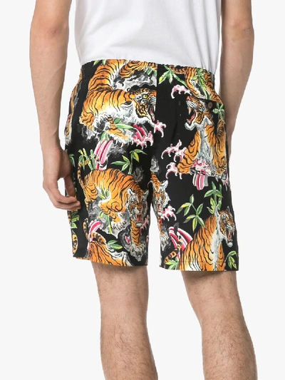 Shop Wacko Maria Hawaiian Flower Tiger Print Shorts In Black