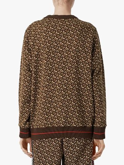 Shop Burberry Fairhall Monogram Print Cotton Sweatshirt In Brown