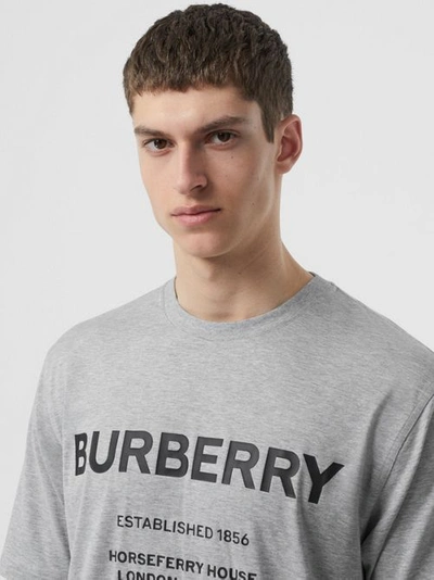 Shop Burberry Horseferry Print Cotton T-shirt In Pale Grey Melange