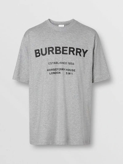 Shop Burberry Horseferry Print Cotton T-shirt In Pale Grey Melange