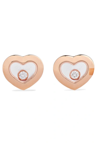 Shop Chopard + Net Sustain Happy Diamonds 18-karat Rose Gold Diamond Earrings