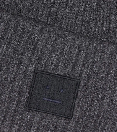 Shop Acne Studios Face Wool Beanie In Grey