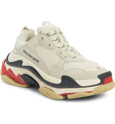 Shop Balenciaga Triple S Low Top Sneaker In White/ Beige/ Red