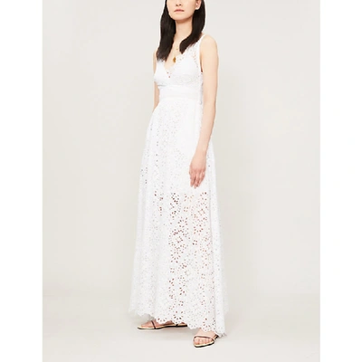Shop Elie Saab Scalloped-trim Silk-blend Broderie Anglaise Gown In Poplin