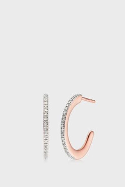 Shop Monica Vinader Fiji Diamond And 18k Rose Gold Skinny Hoop Earrings, Os In R Gold