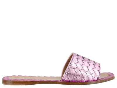 Shop Bottega Veneta Ravello Slides In Pink