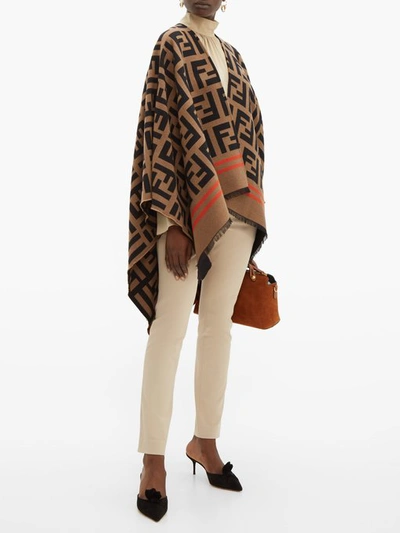 Fendi - Ff Jacquard Wool Blend Poncho - Womens - Brown | ModeSens