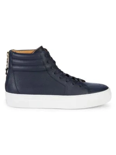 Shop Buscemi Lace-up Leather High-top Sneakers In Navy