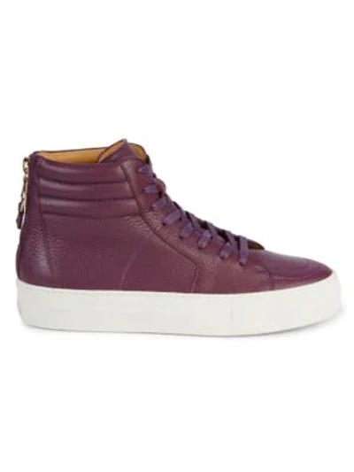 Shop Buscemi Lace-up Leather High-top Sneakers In Purple