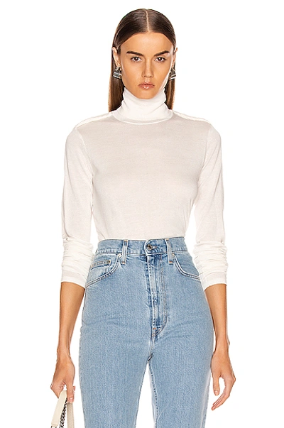 Shop Helmut Lang Long Sleeve Twist Turtleneck Top In Ecru