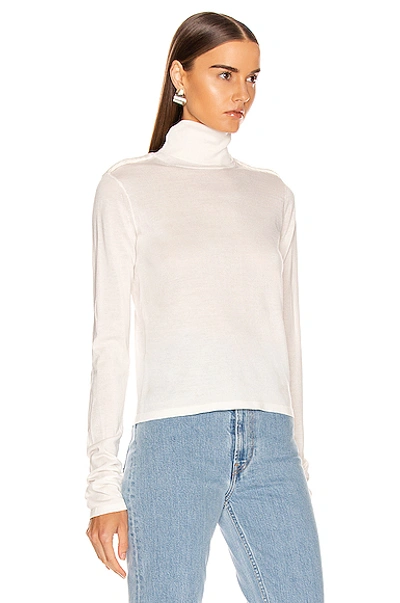 Shop Helmut Lang Long Sleeve Twist Turtleneck Top In Ecru