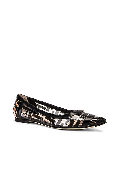 Shop Fendi Logo Flats In Black