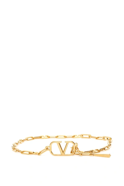 Shop Valentino Vlogo Belt In Antique Brass (gold)