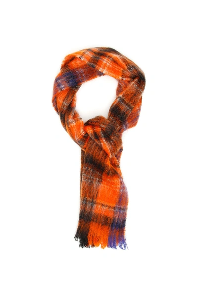 Shop Marni Check Scarf In Carrot (orange)