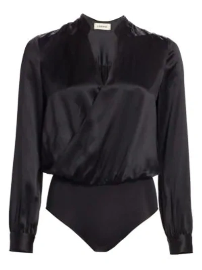 Shop L Agence Women's Marcella Silk Bodysuit In Black