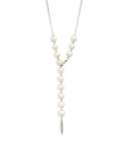 Shop Adriana Orsini Silvertone, Crystal & 5-7mm Pearl Necklace