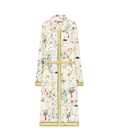 Shop Tory Burch Printed Shirtdress In New Ivory Poetry Of Things