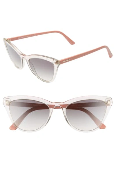 Shop Prada 56mm Cat Eye Sunglasses - Transparent Pink Brown Grad