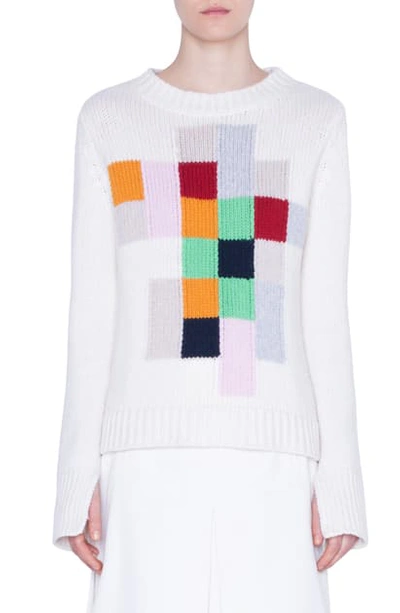 Shop Akris Punto Pixel Intarsia Sweater In Cream