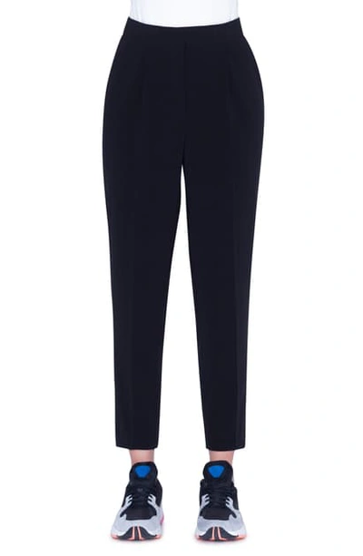 Shop Akris Punto Maiko Pleated Crepe Ankle Pants In Black
