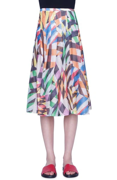 Shop Akris Punto Patchwork Print Mesh Midi Skirt In Patchwork Multi