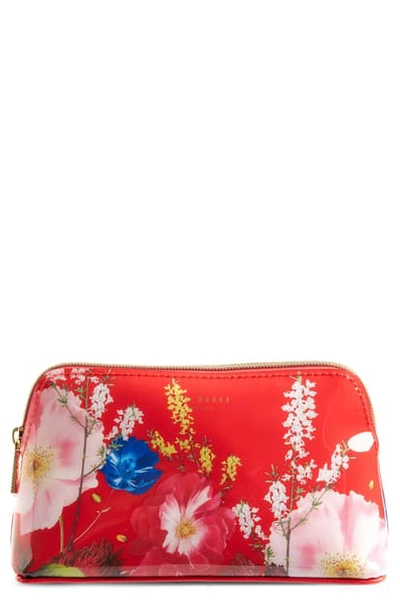 Shop Ted Baker Berry Sundae Floral Cosmetics Case In Bright Red