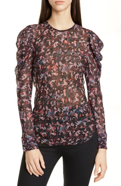 Shop Iro Lou Floral Puff Sleeve Blouse In Black