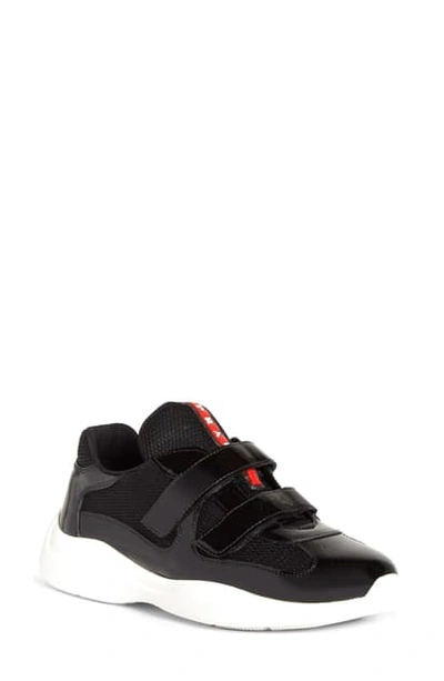 Shop Prada Logo Sneaker In Black Patent