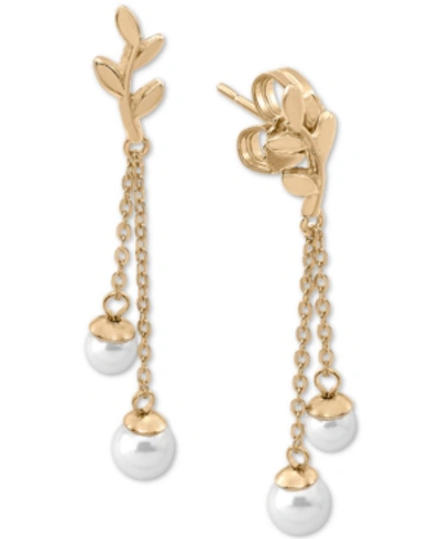 Shop Majorica Gold-plated Sterling Silver Imitation Pearl Dangle Drop Earrings