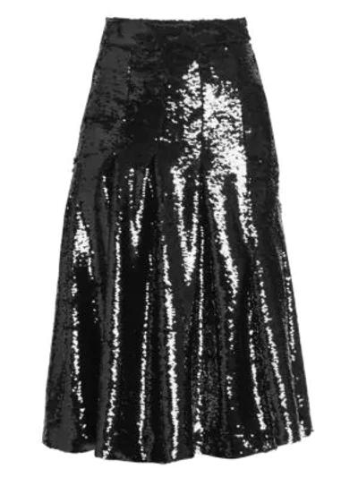 Shop Simone Rocha Pleated Sequin Skirt In Black
