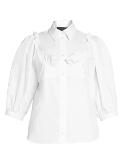 Shop Simone Rocha Puff-sleeve Bustier Boy Shirt In White
