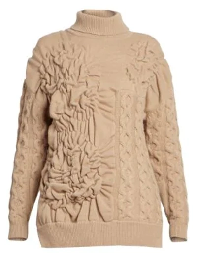 Shop Simone Rocha Patchwork Knit Oversized Sweater In Camel