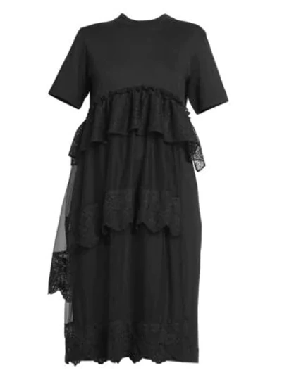 Shop Simone Rocha Layered Tiered Tulle T-shirt Dress In Black
