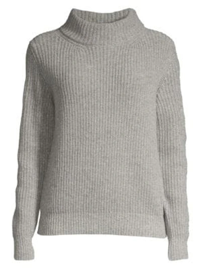 Shop Peserico Rib-knit Merino Wool & Cashmere-blend Sweater In Grey