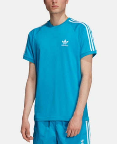 Shop Adidas Originals Adidas Men's Originals 3-stripe Shirt In Shock Cyan