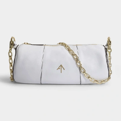 Shop Manu Atelier Cylinder Bag In White Soft Calf Leather