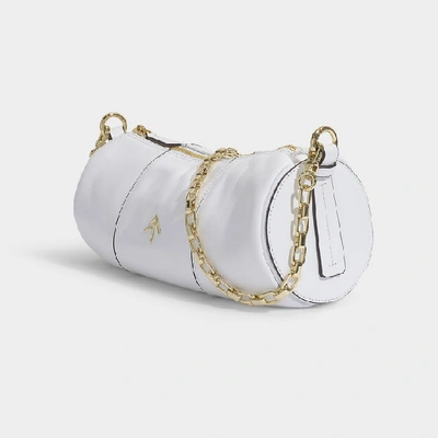 Shop Manu Atelier Cylinder Bag In White Soft Calf Leather