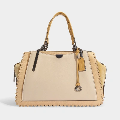 Shop Coach Dreamer 36 Bag In Ivory Whipstitch Colorblock Mixed Leather