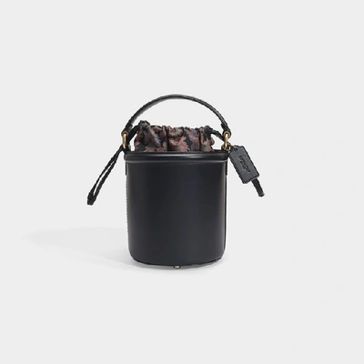 Shop Coach Drawstring Bucket Bag In Black Refined Calf Leather