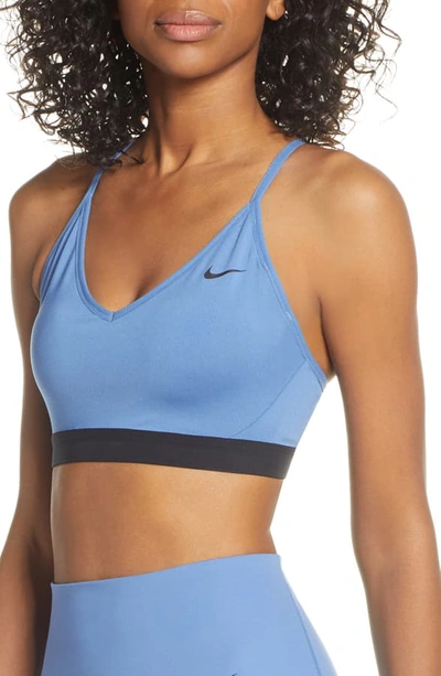 Shop Nike Indy Sports Bra In Blue Void/ Pure/ Black/ Black