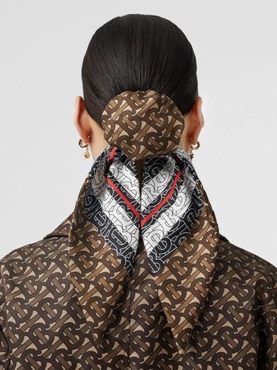 Burberry Monogram Stripe Print Silk Hair Scarf In Brown | ModeSens
