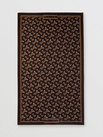 Shop Burberry Monogram Print Cotton Towel In Brown