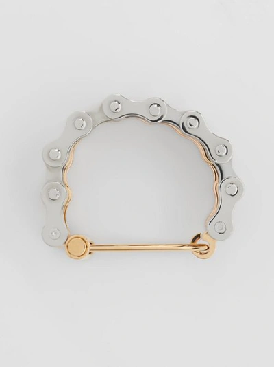 Shop Burberry Bicycle Chain Gold And Rose Gold-plated Bracelet In Gold/pallad