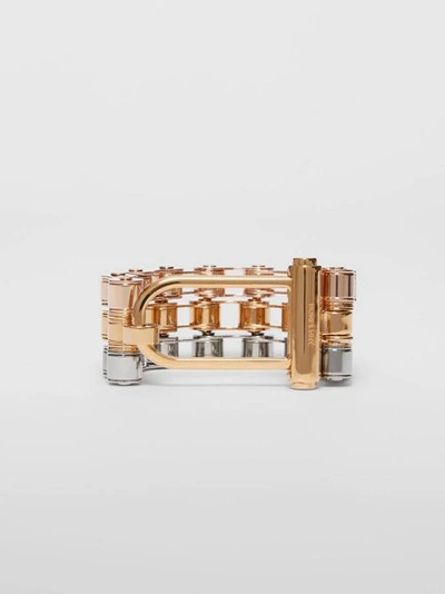 Shop Burberry Bicycle Chain Gold And Rose Gold-plated Bracelet In Gold/pallad