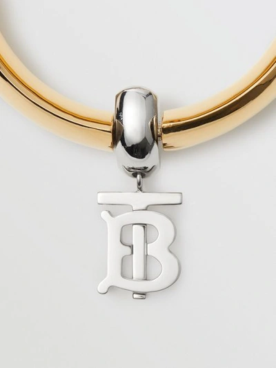 Shop Burberry Gold-plated Monogram Motif Bangle In Light Gold