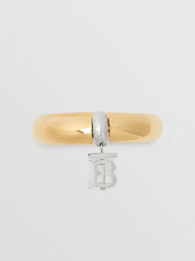 Shop Burberry Gold-plated Monogram Motif Bangle In Light Gold