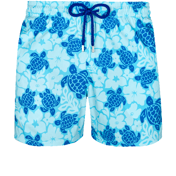 Vilebrequin Men Swim Trunks Stretch Tortues Hawaï In Blue | ModeSens