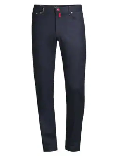 Shop Kiton Straight-fit Casual Pants In Navy