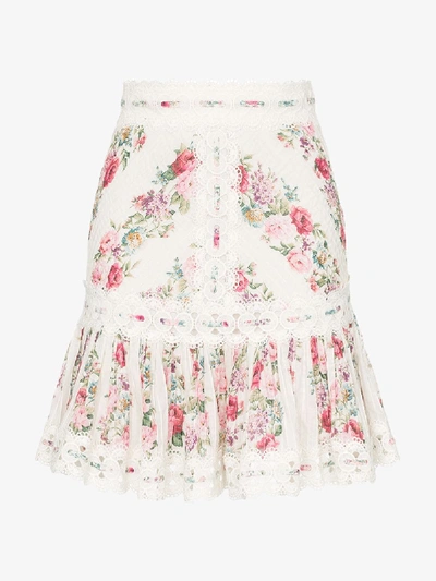 Shop Zimmermann Honour Floral Print Skirt In Multicolour