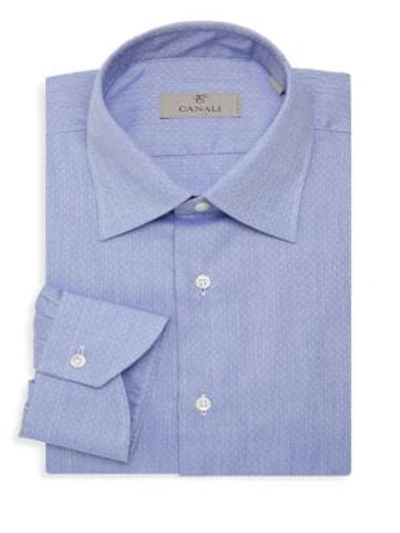Shop Canali Modern-fit Textured Button-down Shirt In Blue
